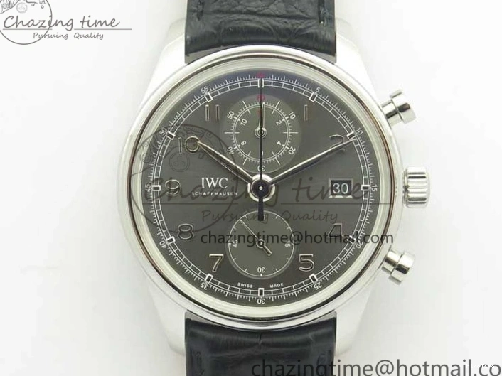 MIROTIME 0516 Portuguese Chrono SS ZF 1:1 Best Edition Gray Dial SS On Black Leather Strap A ZipUp 7215